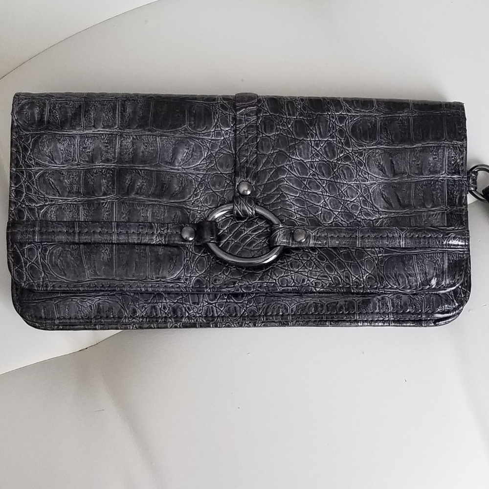 Gray gunmetal Wristlet purse